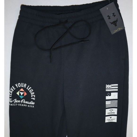 Under Armour Women's Sz S Black Project Rock Heavyweight Terry Jogger Pants $90 - Picture 6 of 13